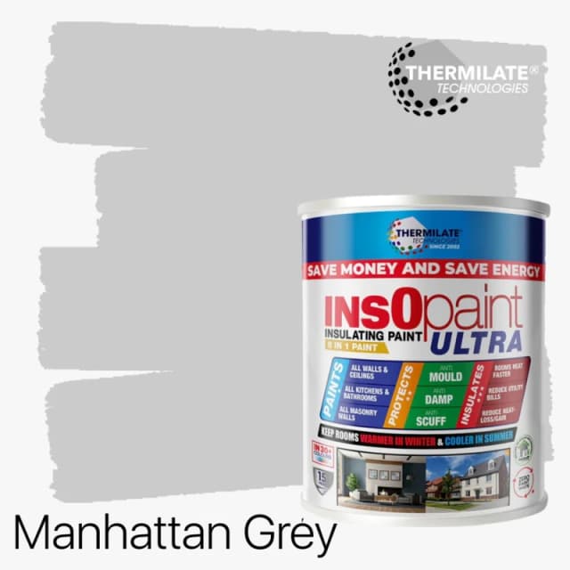 THERMILATE TECHNOLOGIES InsOpaint ULTRA - 9 IN 1 Interior & Exterior Paint - 1L in Manhattan Grey Manhattan Grey Unisex 1L