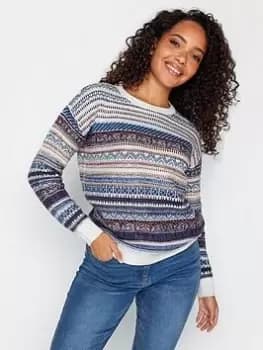 M&Co Fairisle Jumper - Blue, Size 10-12, Women
