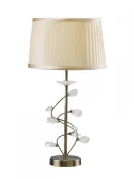 Table Lamp with Cream Shade 1 Light Antique Brass, Crystal