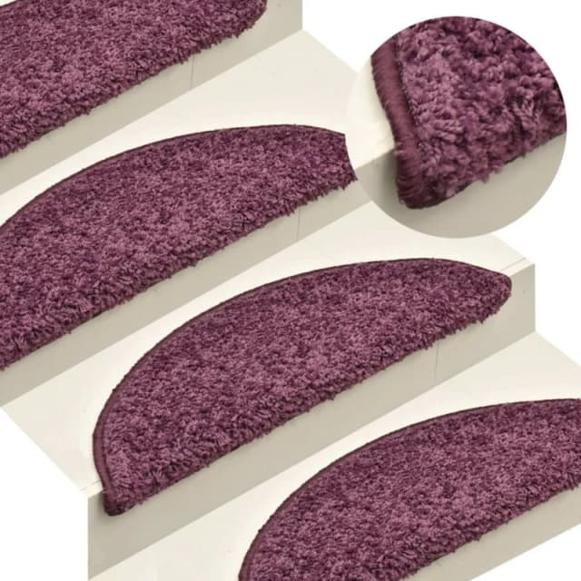 VIDAXL Stair Mats 15 pcs 56x17x3cm Dark Purple Half Round Vidaxl 8720286046081