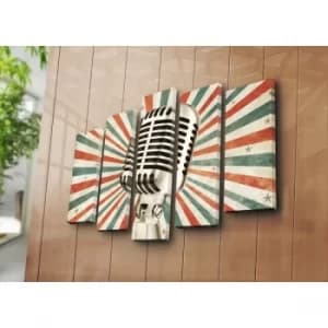 5PATK-84 Multicolor Decorative Canvas Painting (5 Pieces)