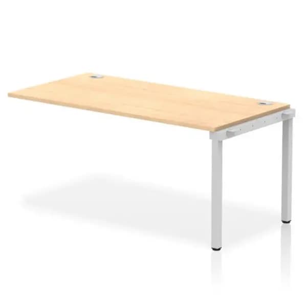 Impulse Bench Single Row Ext Kit 1600 Silver Frame Office Bench Desk Maple