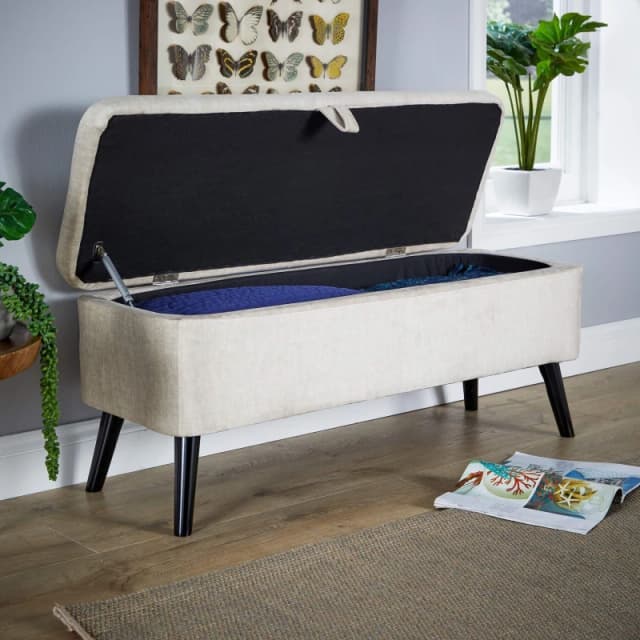 Home Source Carson Buttoned Storage Ottoman Grey