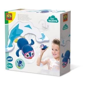 SES Creative - Childrens Tiny Talents Wind-up Polo Swimming Penguin Bath Toy (Blue/White)