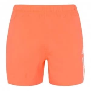 adidas Mens 3-Stripes Badge Swim Shorts - Scarlet/White