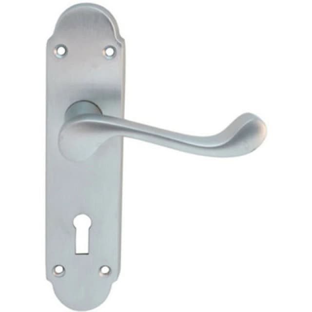 Loops PAIR Victorian Upturned Handle on Lock Backplate 170 x 42mm Satin Chrome Multi
