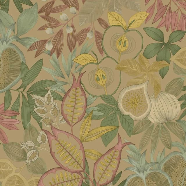 HOLDEN DECOR Holden Decor - Exotic Fruit Metallic Gold Wallpaper Botanical Leaves Stylish WL-13852