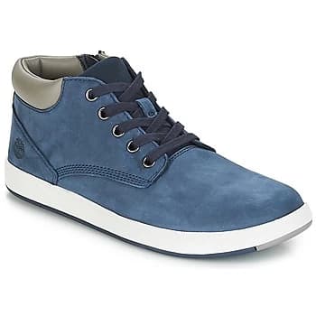 Timberland Davis Square Leather Chk boys's Childrens Shoes (High-top Trainers) in Blue kid,4,5.5