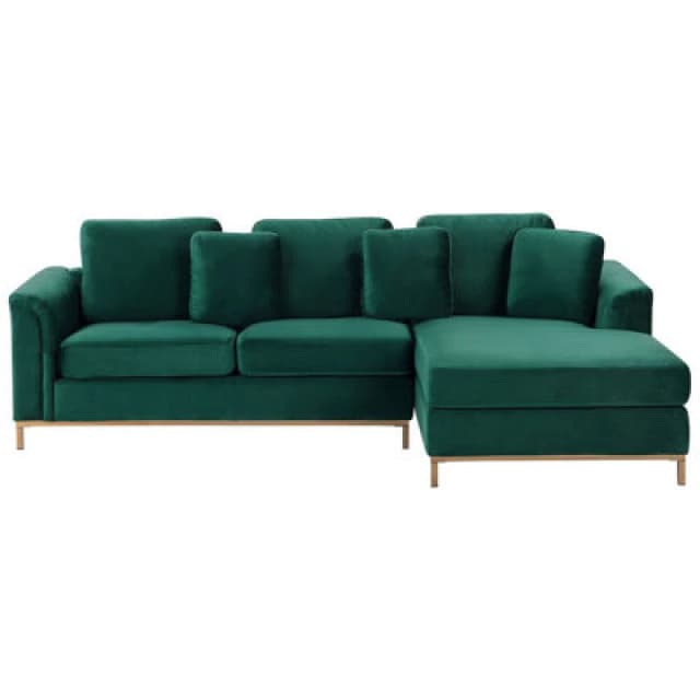 Beliani Corner Sofa 4 Seater Oslo Velvet Dark Green Left Hand