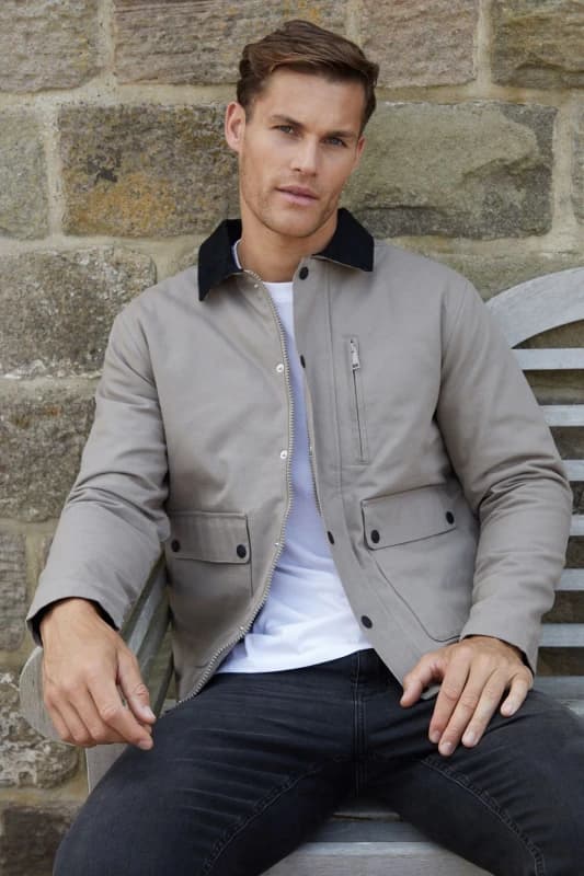 Threadbare Threadbare Men 'Frawley' Cotton Twill Lightweight Jacket in Light Beige Size: Medium Light Beige M Male 7625914456847