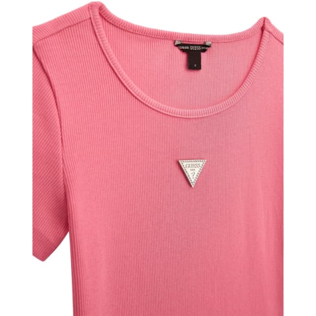 Guess Kids Knitted Logo Slim Fit T-Shirt Pure White female 8Y