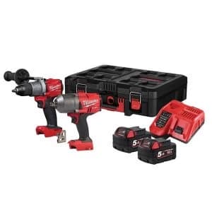 Milwaukee Power Tools M18 FPP2I2-502P FUEL Powerpack Twin Pack 18V 2 x 5.0Ah Li-ion