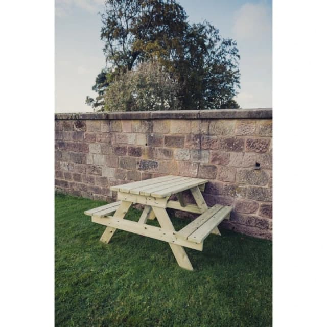 Churnet Valley Garden Furniture Ltd Picnic Table - L139.5 x W143.5 x H76cm - Partially Assembled in Brown Brown Unisex