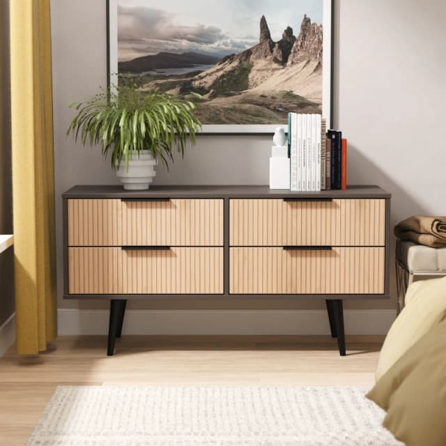 Ready Assembled 2 U Fuji 4 Drawer Bed Box (Ready Assembled) in Grey Grey Unisex