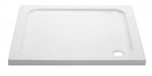 Wickes Square 45mm White Cast Stone Shower Tray - 900mm