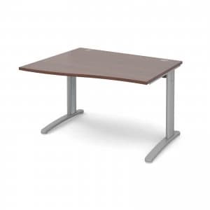 TR10 Left Hand Wave Desk 1200mm - Silver Frame Walnut Top