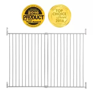 Dreambaby Broadway Metal 2-Panel Extending Gro Gate Xtra Wide (Fits Gaps 76-134.5Cms) White Hardware Mounted