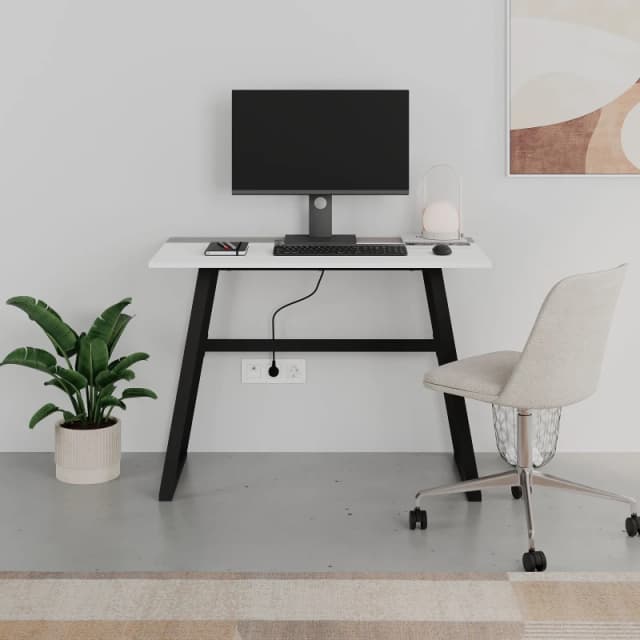 Decortie Kemre' Compact Work Desk with Black Metal Legs Size: 1 Pack Multicolor Unisex 1 Pack