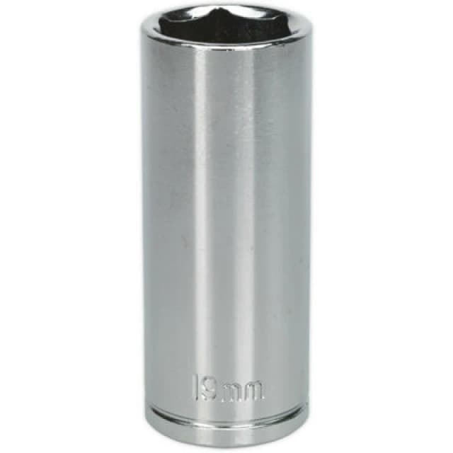 Loops 19mm Chrome Plated Deep Drive Socket - 3/8" Square Drive High Grade Carbon Steel Metallics