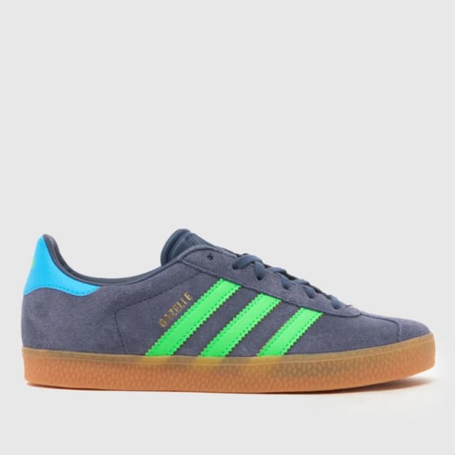 adidas Navy & Green Gazelle Boys Youth Trainers Navy & Green UK 3 (EU 35½)