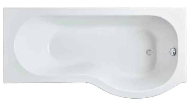 Balterley P Shape Right Hand Shower Bath Tub with Leg Set 1700mm White