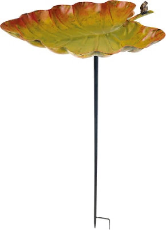 Netagon Outdoor Garden Free Standing Weatherproof Leaf Design Bird Bath & Feeder