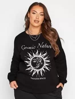 Yours Astrology Sweatshirt - Black, Size 16, Women