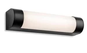 Lima Bathroom LED Wall Light 300mm Black with Opal Diffuser IP44