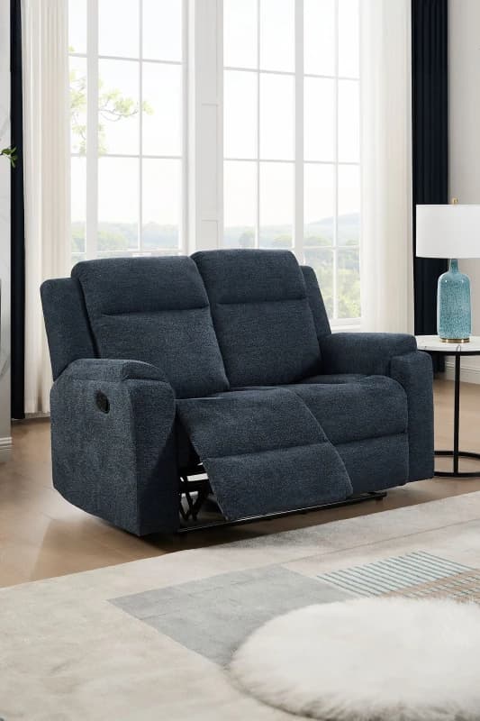 More4Homes Orka 2 Seater Fabric Manual Recliner Sofa Blue