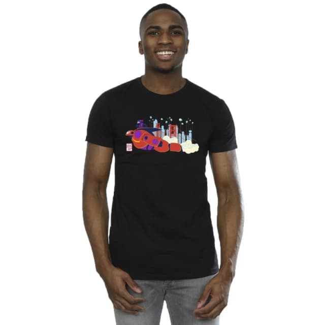 Disney Men Big Hero 6 Baymax Hiro Bridge T-Shirt in Black Size: Small Black S Male 5059934875685