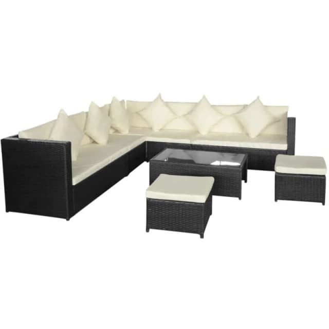 vidaXL 29 Piece Garden Sofa Set Poly Rattan Black