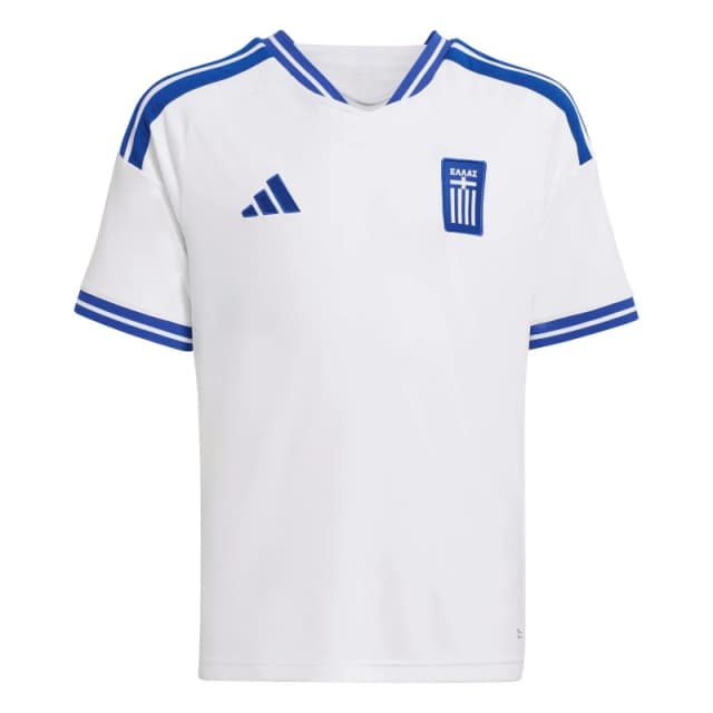 adidas Kids Greece Home Shirt 2026 White/Blue unisex 7-8 Years