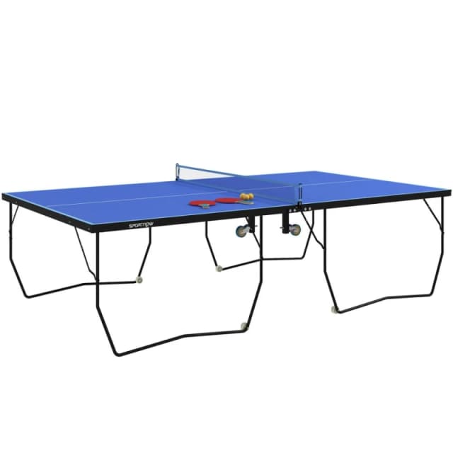 SPORTNOW 9FT Folding Table Tennis Table w/ 8 Wheels - for Indoors - Blue TJ Hughes 5061025013289
