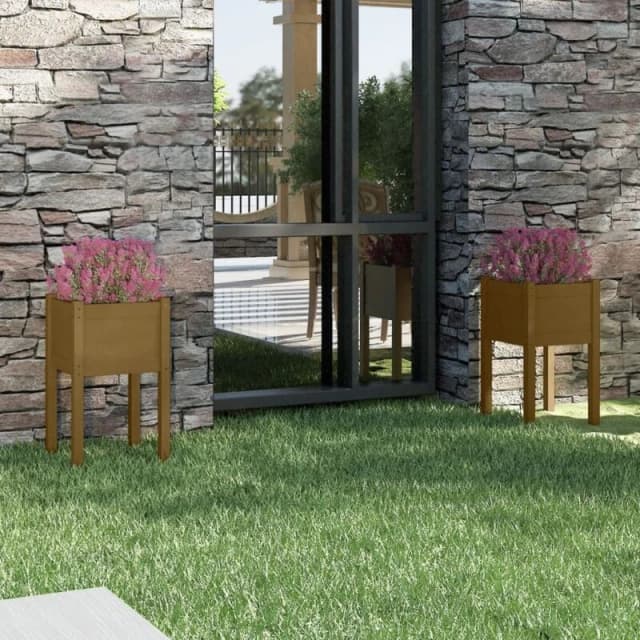 VIDAXL Garden Planters 2 pcs Honey Brown 40x40x70cm Solid Pinewood Vidaxl 8720286815274