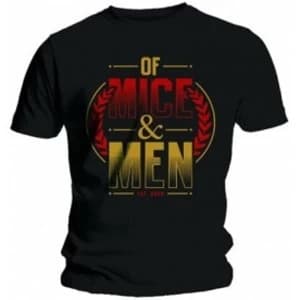 Of Mice & Men Wreath Red & Gold Mens Blk T Shirt: Large