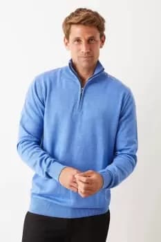 Mens Long Sleeve Zip Neck Jumper
