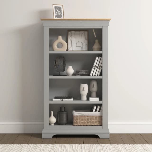 Seconique Bordeaux Bookcase Pebble Grey/oak Fully Assembled