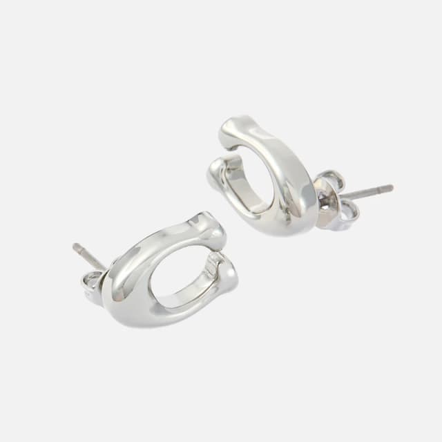 Coach Bubble C Rhodium Stud Earrings Silver female 37369816RHO030