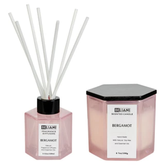 Beliani Scented Candle With Fragrance Reed Diffuser Classy Tint Soy Wax Fruity Notes