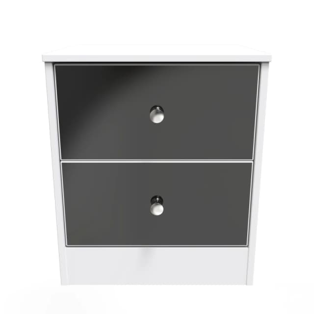 Taunton 2 Drawer Bedside Cabinet In Black & White (Ready Assembled)