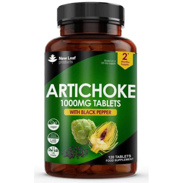 New leaf health Artichoke Extract 1000mg Tablets - 120 High Strength Tablets With Black Pepper Green unisex