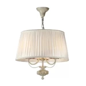 Olivia Ceiling Pendant Lamp Ivory with Pleated Satin Shade., 3 Light, E14