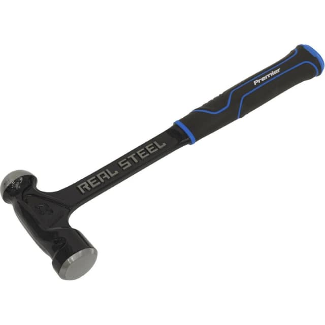 Loops 32oz One Piece Steel Ball Pein Hammer - Shock Reducing Textured Rubber Grip Metallics