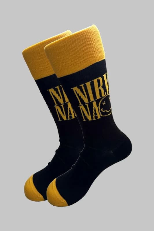 Nirvana Nirvana Logo Stacked Ankle Socks in Black One Size Unisex 5056561092218