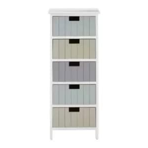 Interiors By PH 5 Drawer Chest Assorted Colour Drawers White Frame
