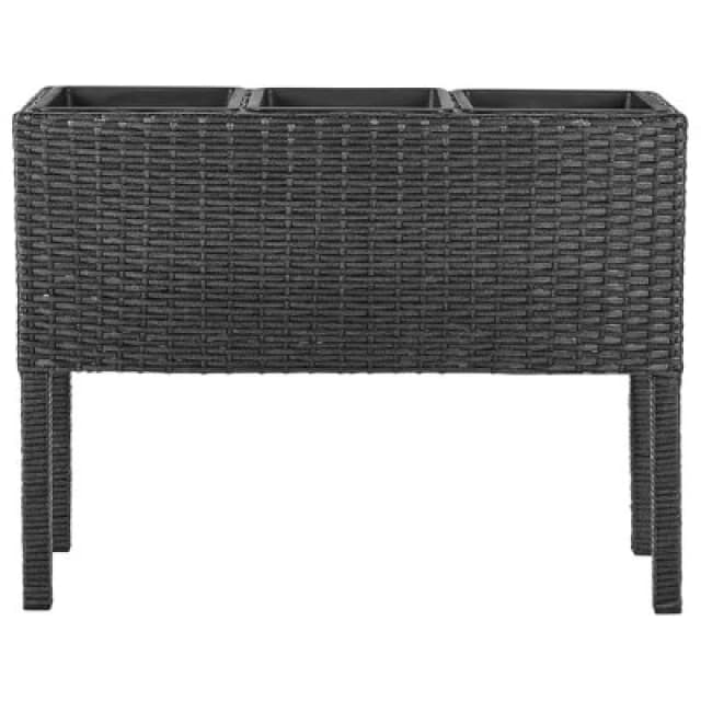 Beliani Elevated Plant Pot Caragana Pe Rattan 77cm Black