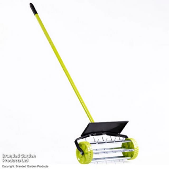 Garden Gear Rolling Lawn Aerator 36Cm Drum, 27 Steel Spikes, Puncture-Proof Wheels, Adjustable Height & Safety Guard