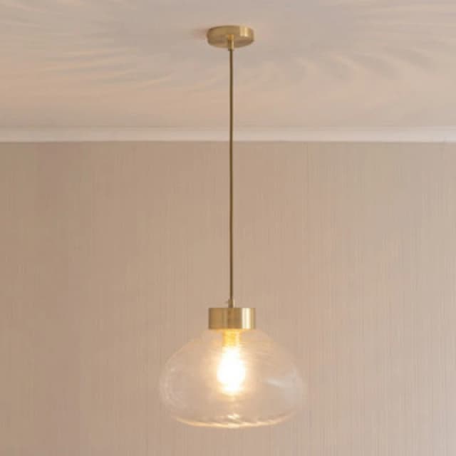 ValueLights ValueLights Corinne Twill Spiral Clear Glass Gold Capped Ceiling Pendant Light Clear One Size Unisex 5059406062827