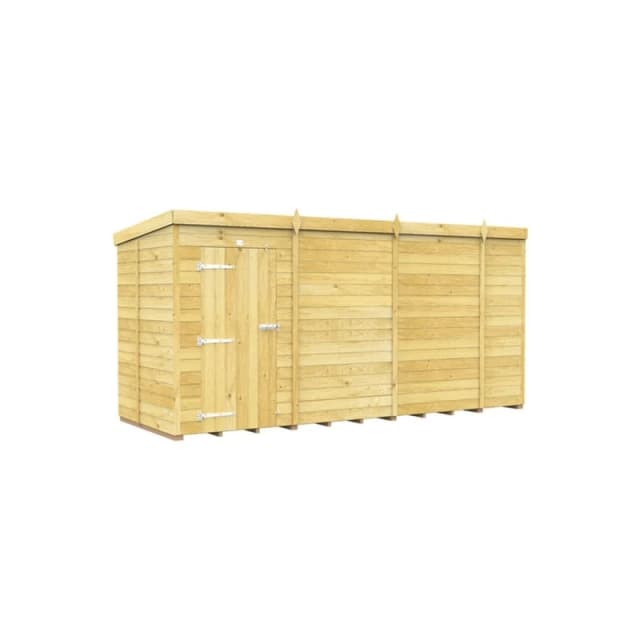 Buttercup Farm 14 x 5 Feet Pent Shed - Single Door W/O Window - L147 x W417 x H201cm in Brown Brown Unisex