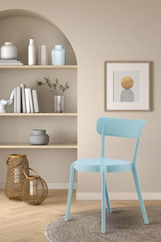 Fusion Living Fusion Living Plastic Bistro Dining Chair in Baby Blue Baby Blue One Size Unisex 5056409313604